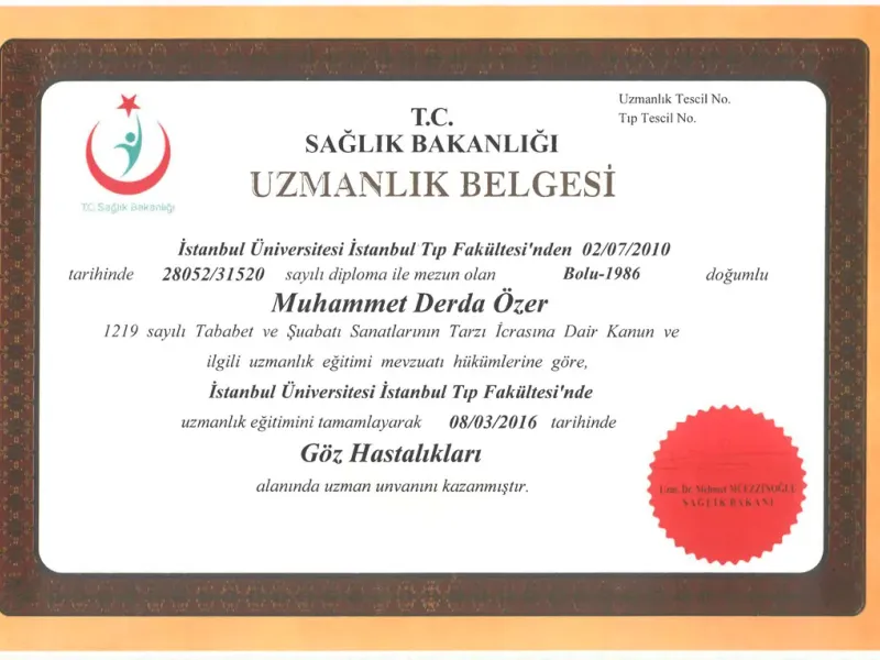 Ophthalmology Specialist Diploma — 2016